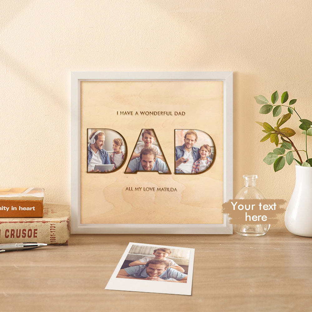 Custom Collage Dad Photo Tiles Personalized Photo Print Wall Art Gift for Father's Day - 