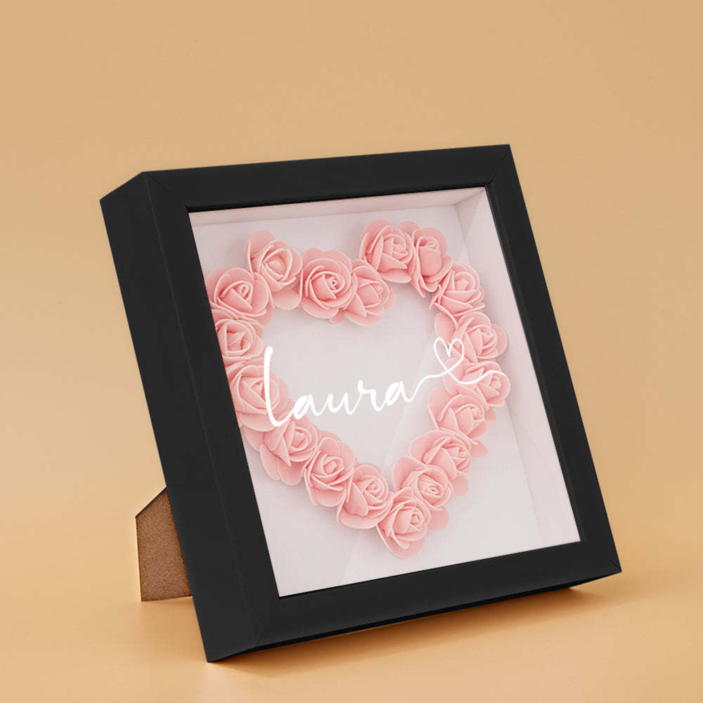 Custom Flower Shadow Box Personalized Name Flower Shadowbox Frame Gift - soufeelus