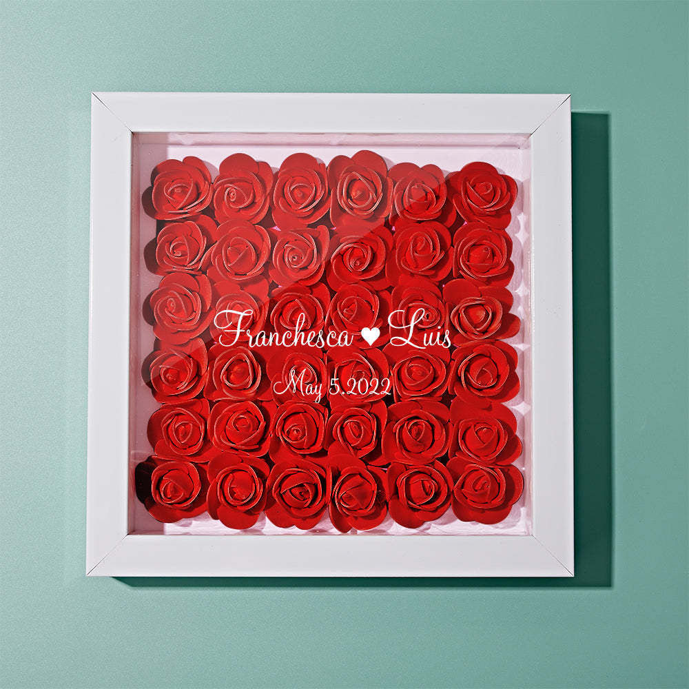 Custom Flower Shadow Box Personalized Name Flower Shadowbox Frame Gift