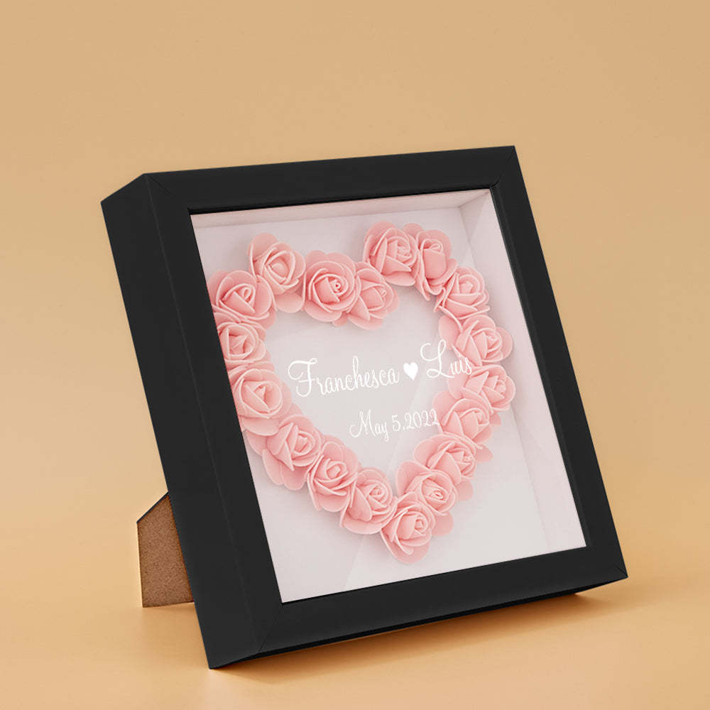 Custom Flower Shadow Box Personalized Name Flower Shadowbox Frame Gift