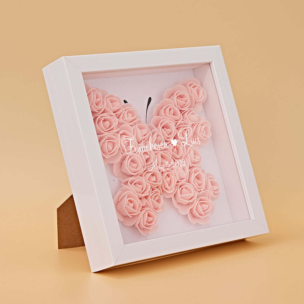 Custom Flower Shadow Box Personalized Name Flower Shadowbox Frame Gift