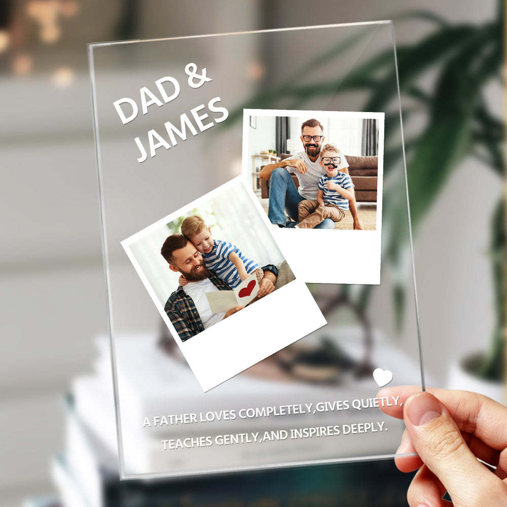 Father's Day Gift Night Light Custom Name and Photo A Father Love Completely - soufeelus