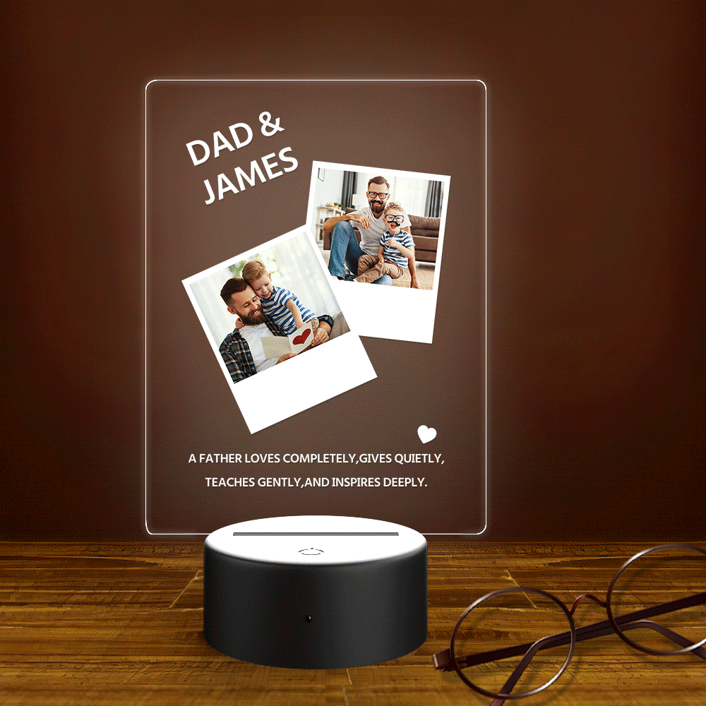 Father's Day Gift Night Light Custom Name and Photo A Father Love Completely - soufeelus