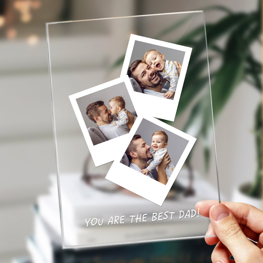 Father's Day Gift Custom Photo Wooden Base Night Light for Dad - soufeelus