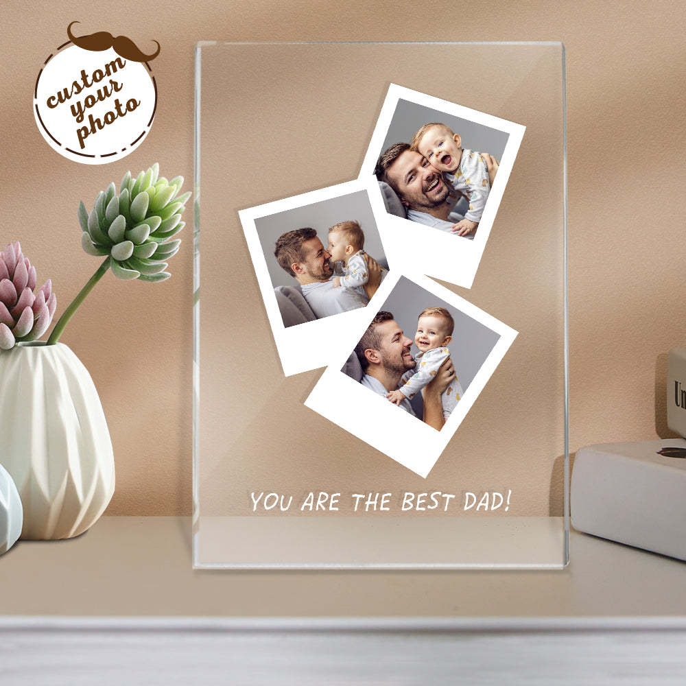 Father's Day Gift Custom Photo Wooden Base Night Light for Dad - soufeelus