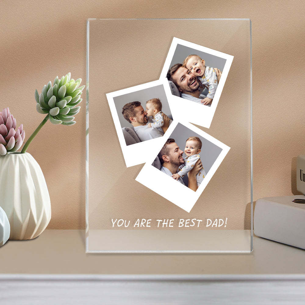 Father's Day Gift Custom Photo Wooden Base Night Light for Dad - soufeelus