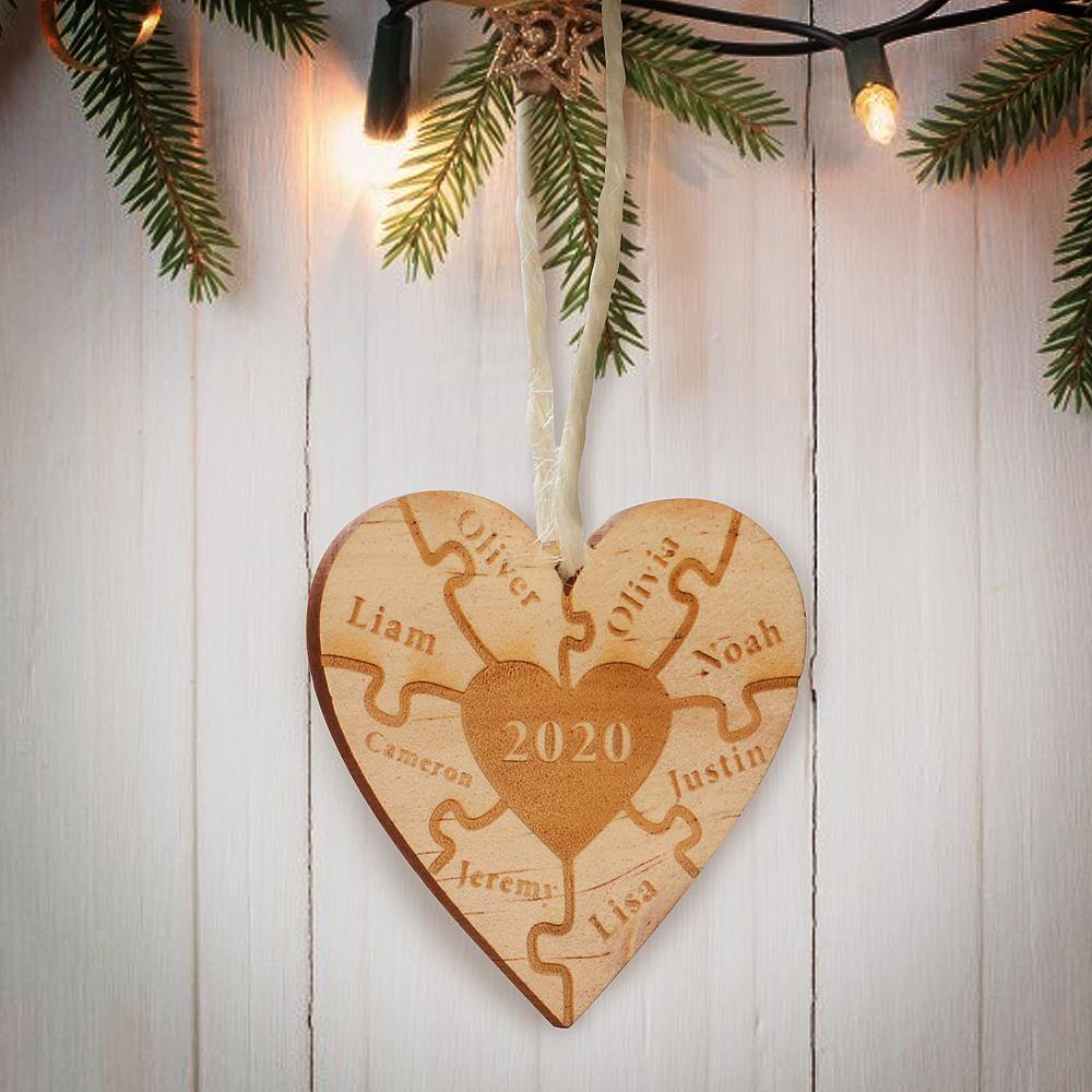 Custom Engraved Wooden Family Puzzle Ornament - soufeelus
