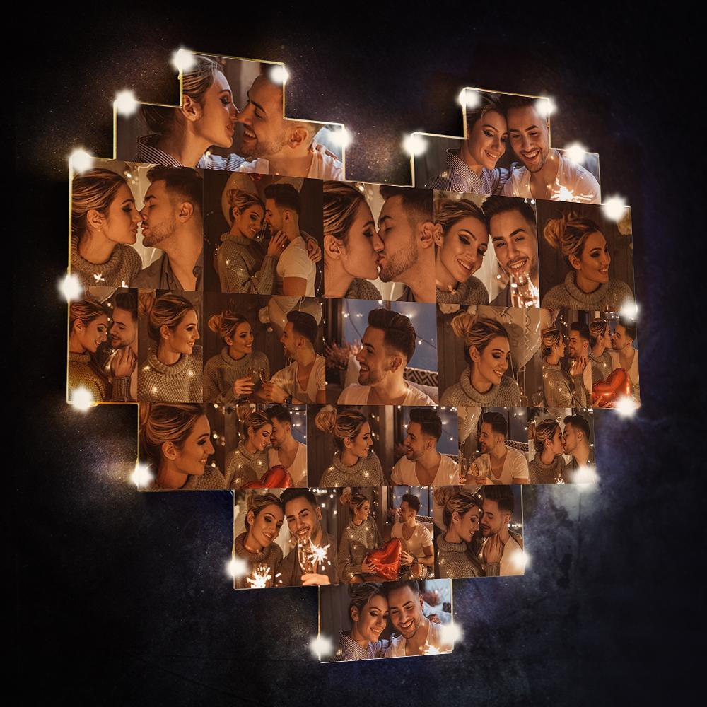 Custom Heart Photo Lamp Wall Art Decor Personalised Album Gift For Couple
