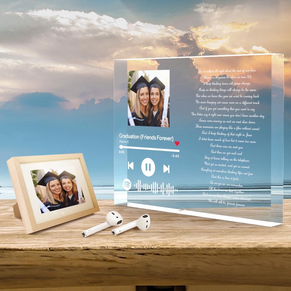 Personalized Clear Thick Acrylic Block Spotify Code Music Lyrics Photo Frame Gift