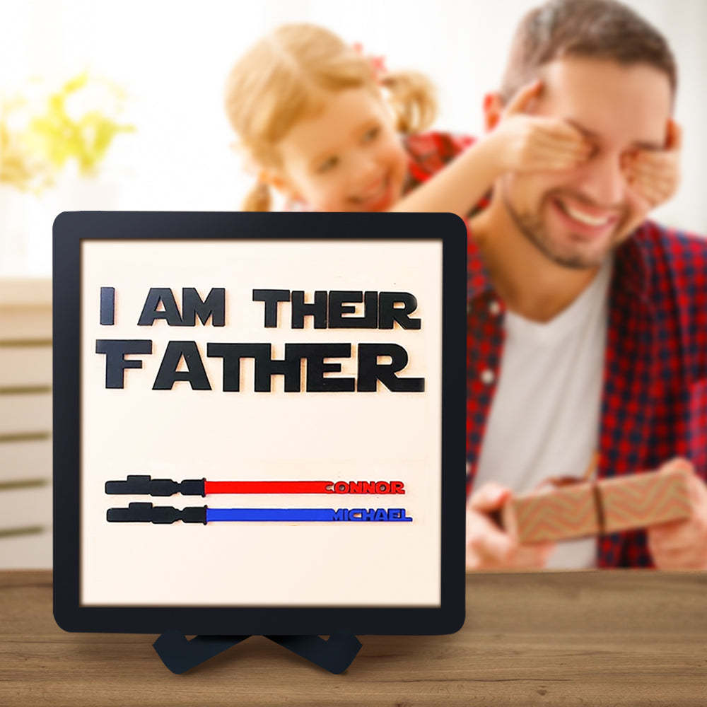 Personalized Light Saber I Am Their Father Wooden Sign Father's Day Gifts - soufeelus