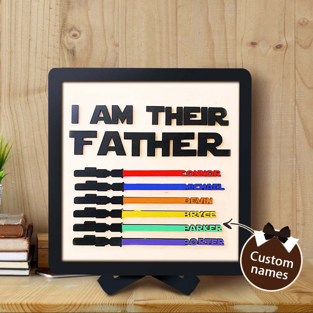 Personalized Light Saber I Am Their Father Wooden Sign Father's Day Gifts - soufeelus