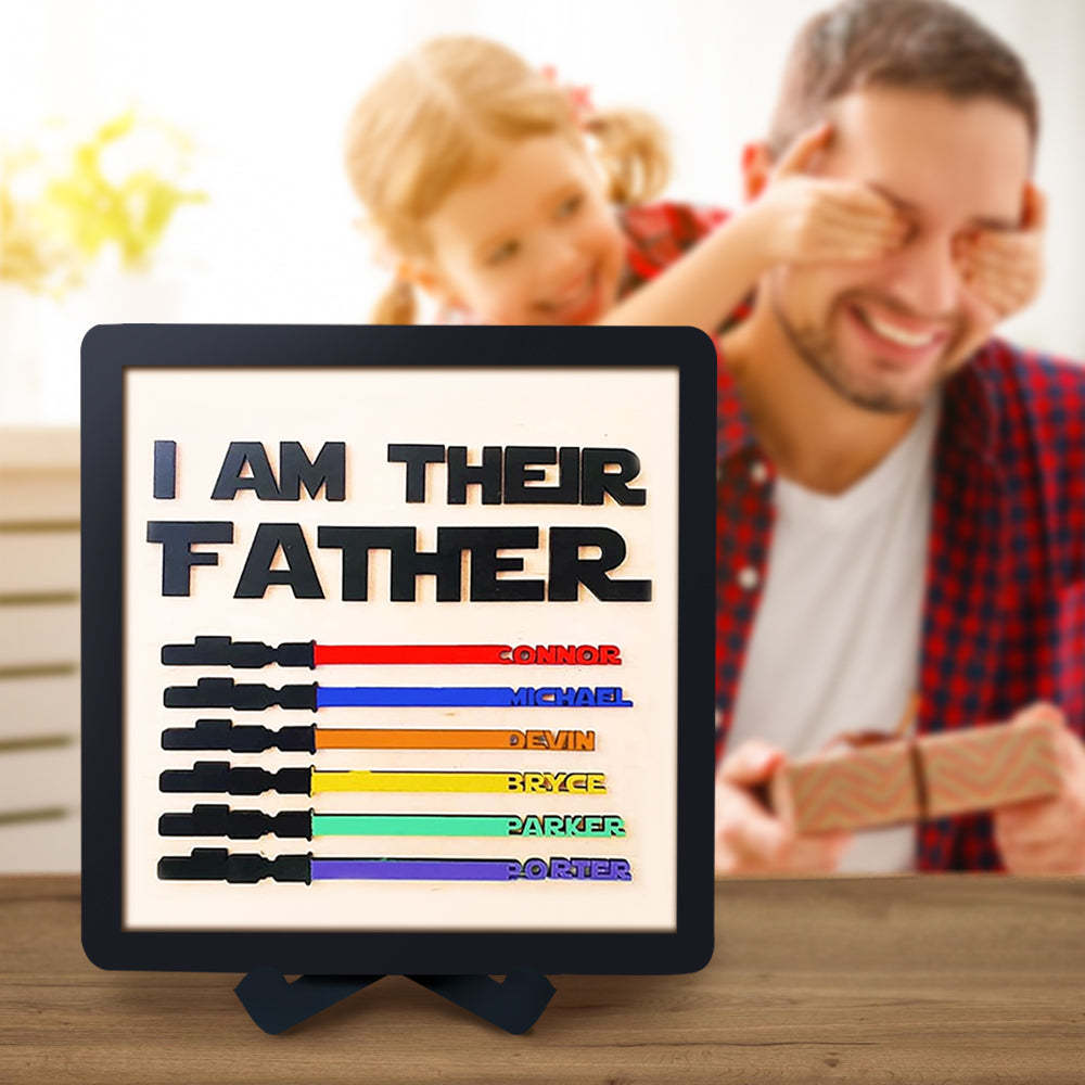 Personalized Light Saber I Am Their Father Wooden Sign Father's Day Gifts - soufeelus