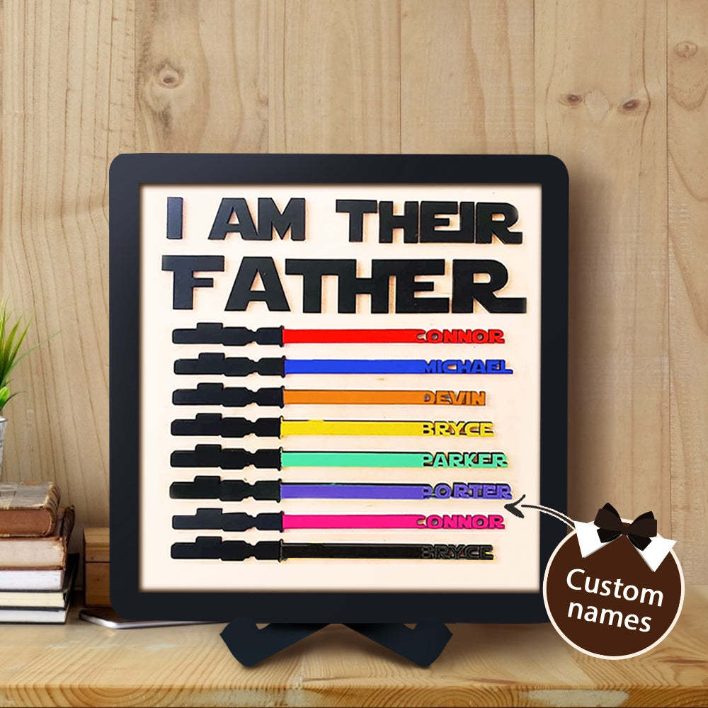 Personalized Light Saber I Am Their Father Wooden Sign Father's Day Gifts - soufeelus