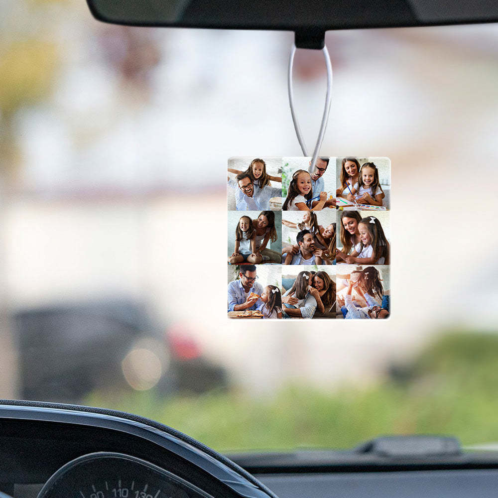 Custom Car Air Fresheners Collage Photo Rearview Mirror Ornament Air Freshener Gift for Men Women Friend - soufeelus