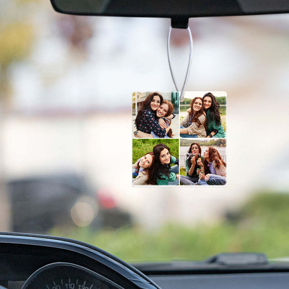 Custom Car Air Fresheners Collage Photo Rearview Mirror Ornament Air Freshener Gift for Men Women Friend - soufeelus