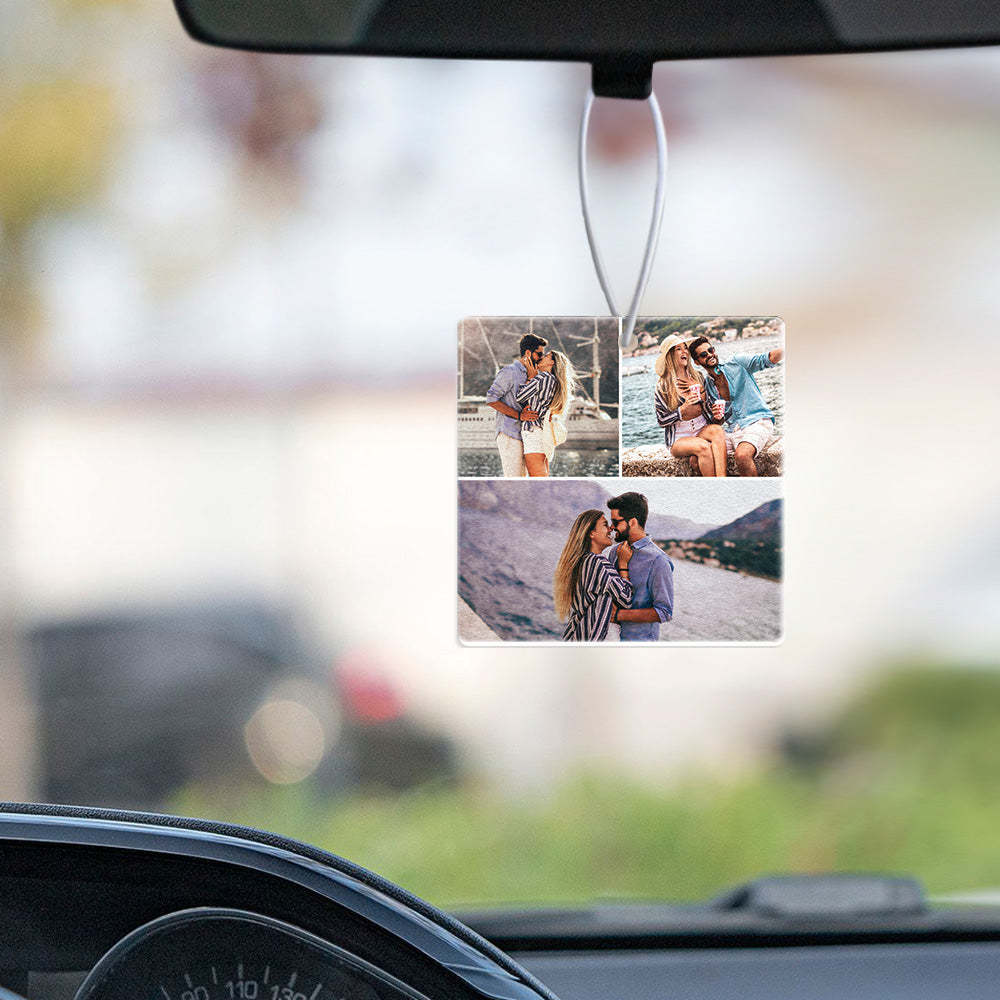 Custom Car Air Fresheners Collage Photo Rearview Mirror Ornament Air Freshener Gift for Men Women Friend - soufeelus