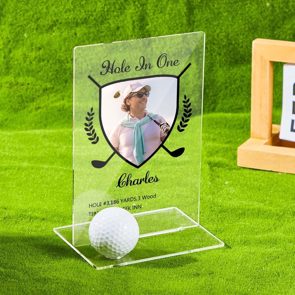 Personalized Photo Acrylic Golf Plaque Custom Golf Ball Display Award Trophy Gifts for Golf Lover - soufeelus