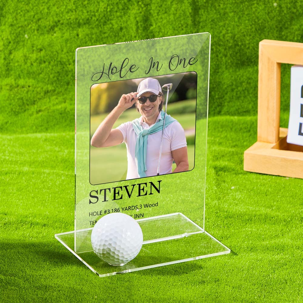 Personalized Photo Acrylic Golf Plaque Custom Golf Ball Display Hole in One Plaque Gifts for Golf Lover - soufeelus