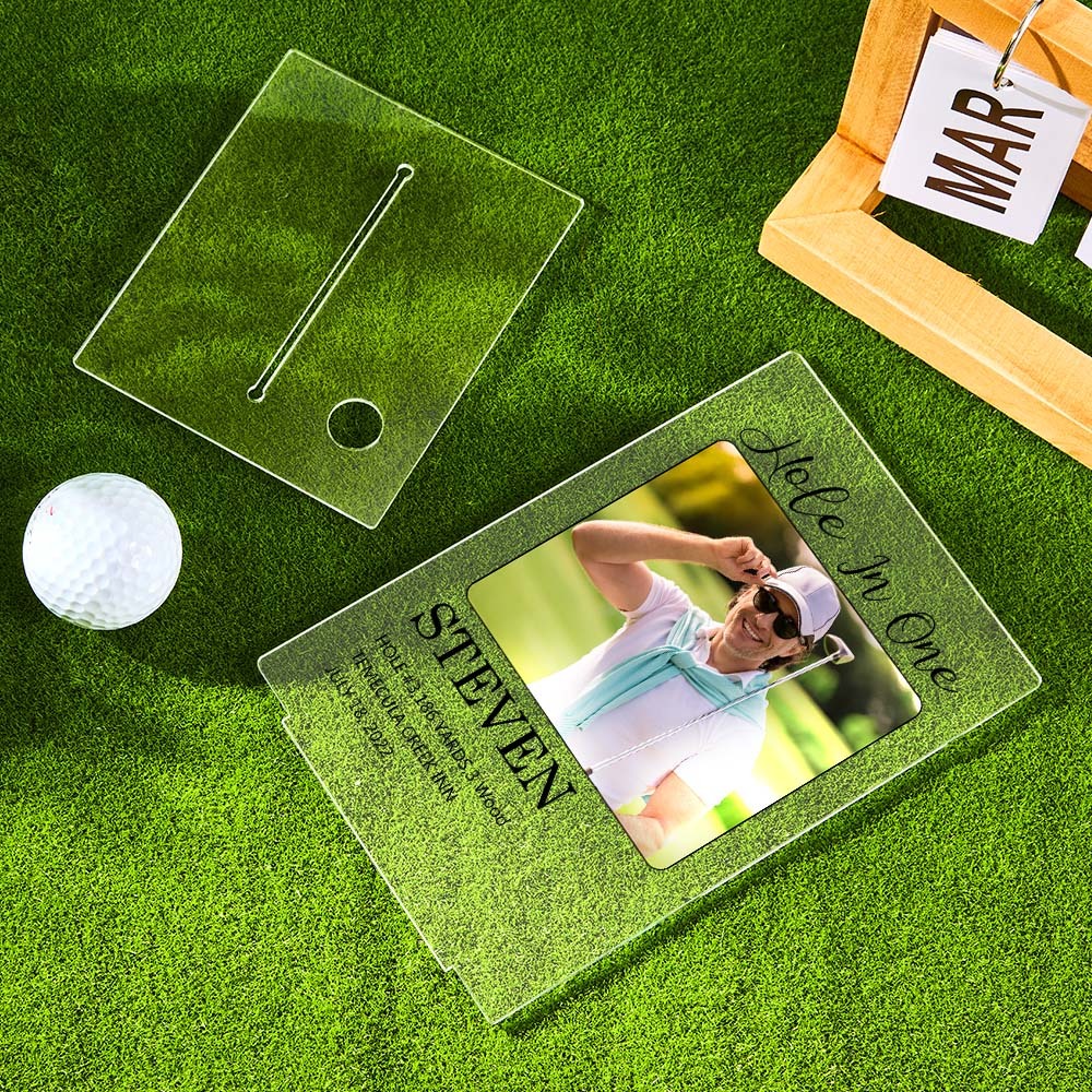 Personalized Photo Acrylic Golf Plaque Custom Golf Ball Display Hole in One Plaque Gifts for Golf Lover - soufeelus