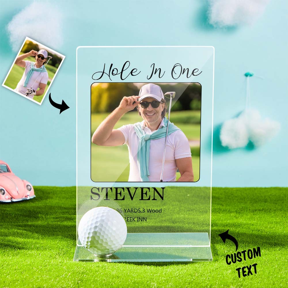 Personalized Photo Acrylic Golf Plaque Custom Golf Ball Display Hole in One Plaque Gifts for Golf Lover - soufeelus