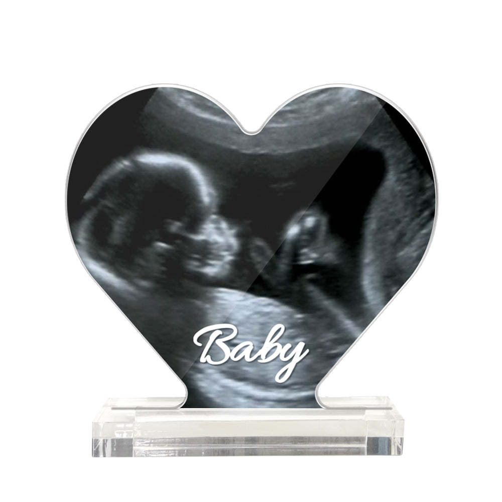 Custom Ultrasound Photo Heart Shaped Acrylic Plaque Gift for Expectant Mother - soufeelus
