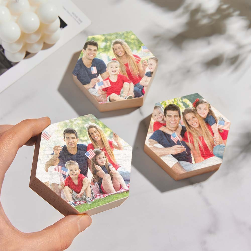 Custom Photo Ornament Hexagon Gallery Wall Photo Wood Gifts - soufeelus