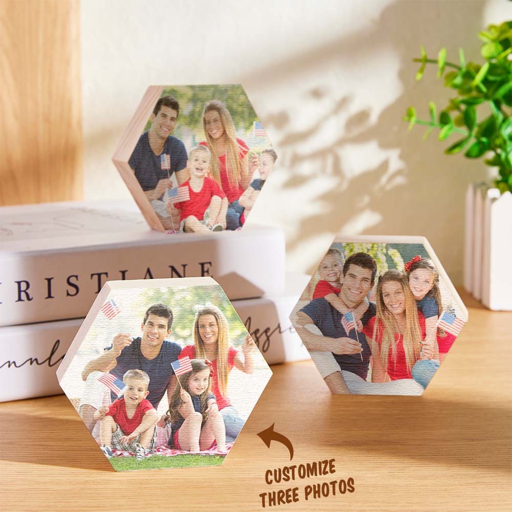 Custom Photo Ornament Hexagon Gallery Wall Photo Wood Gifts - soufeelus