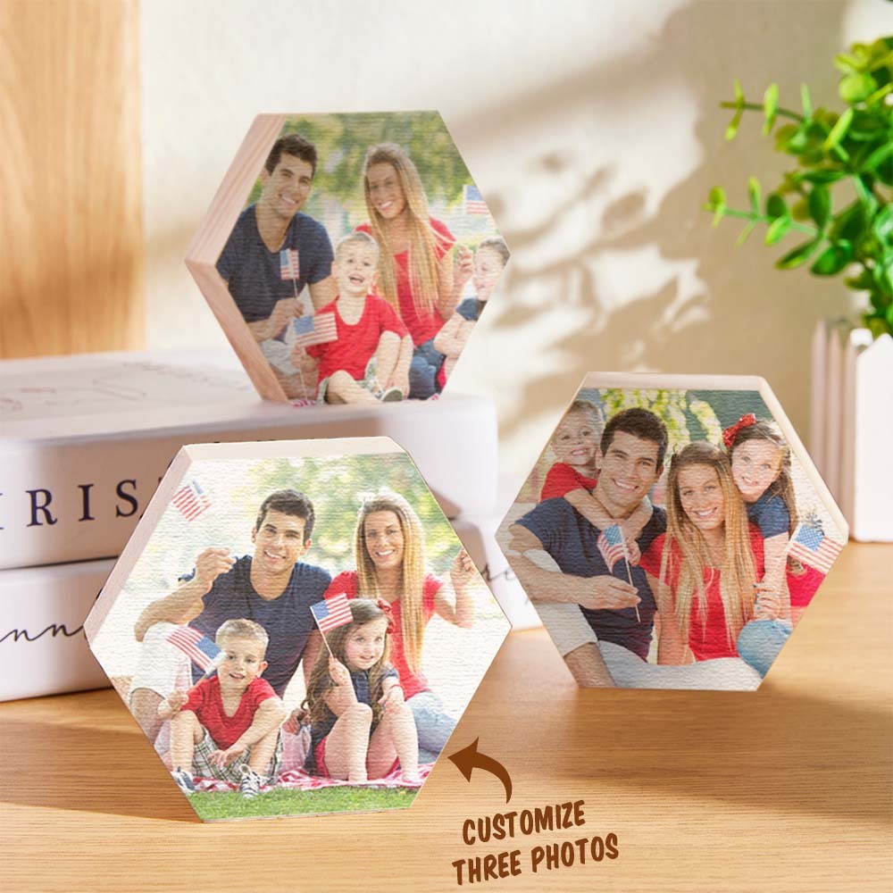 Custom Photo Ornament Hexagon Gallery Wall Photo Wood Gifts - soufeelus