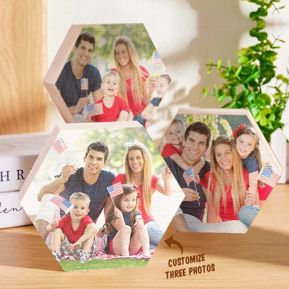 Custom Photo Ornament Hexagon Gallery Wall Photo Wood Gifts - soufeelus