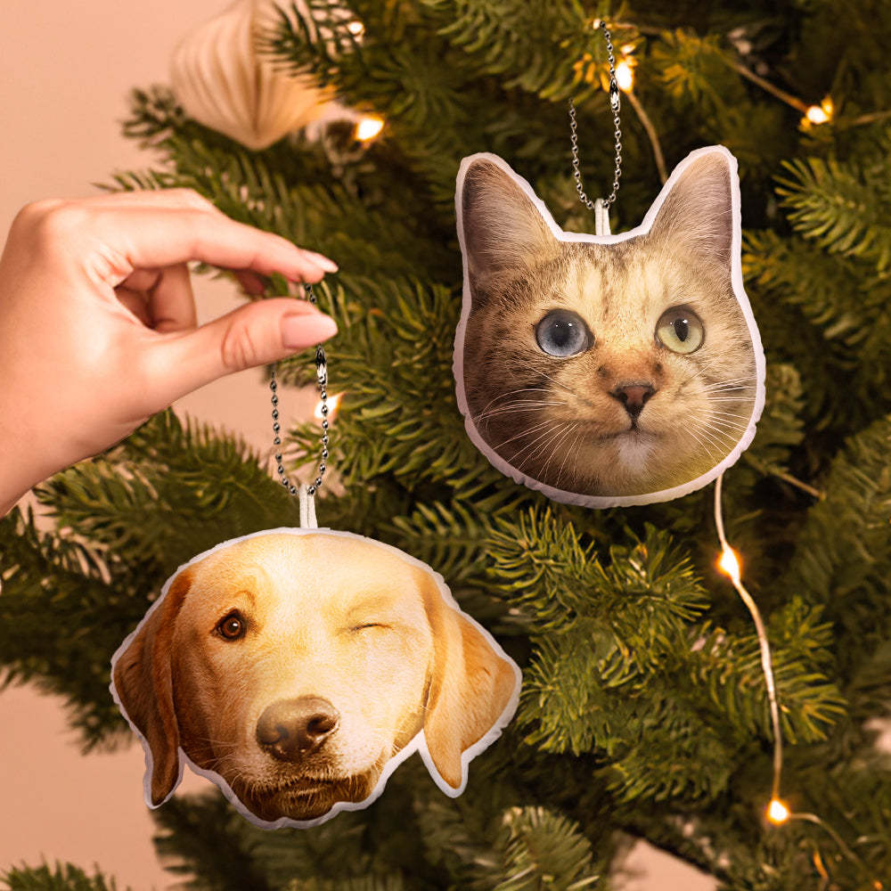 Custom Pet Face Mini Plush Hanging Ornaments with Voice Decorations for Christmas Gifts - soufeelus
