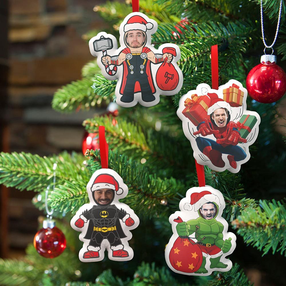 Custom Super Hero Decorations Personalized Face Christmas Hanging Decoration Superhero Decor Set - soufeelus