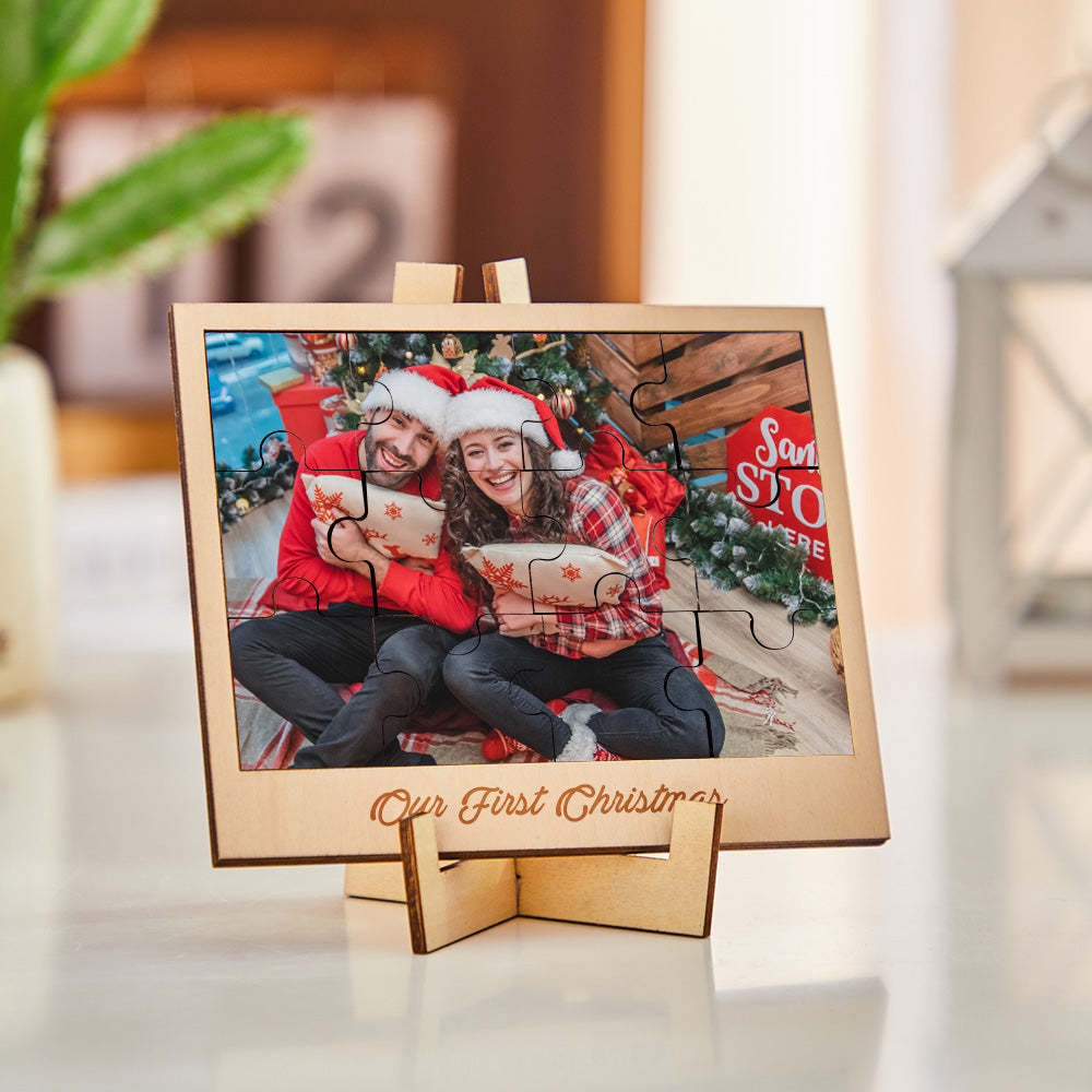 Custom Photo Engraved Photo Frame Creative Puzzle Wooden Gifts - soufeelus
