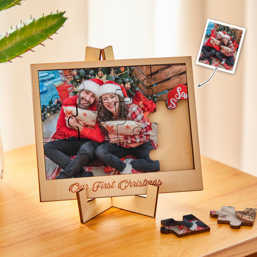 Custom Photo Engraved Photo Frame Creative Puzzle Wooden Gifts - soufeelus