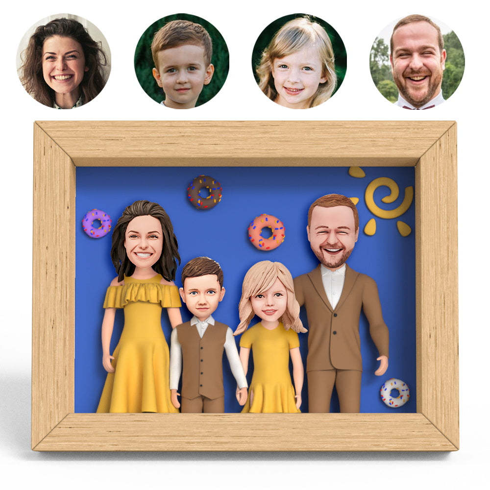 Commemorate Gift Family of Four Clay Figure Frame Gifts - soufeelus