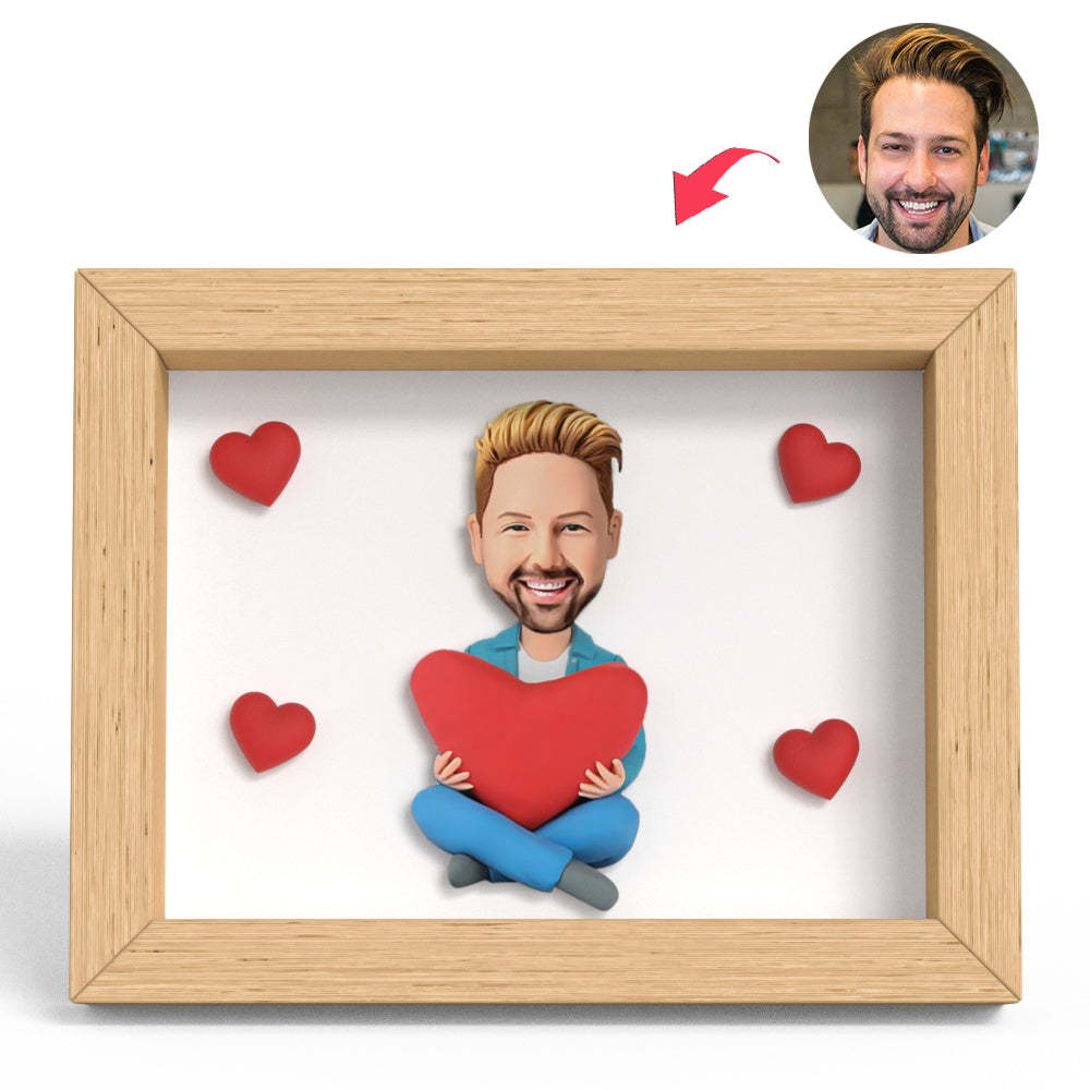 Anniversary Gift Heart Men Clay Figure Frame Gifts - soufeelus