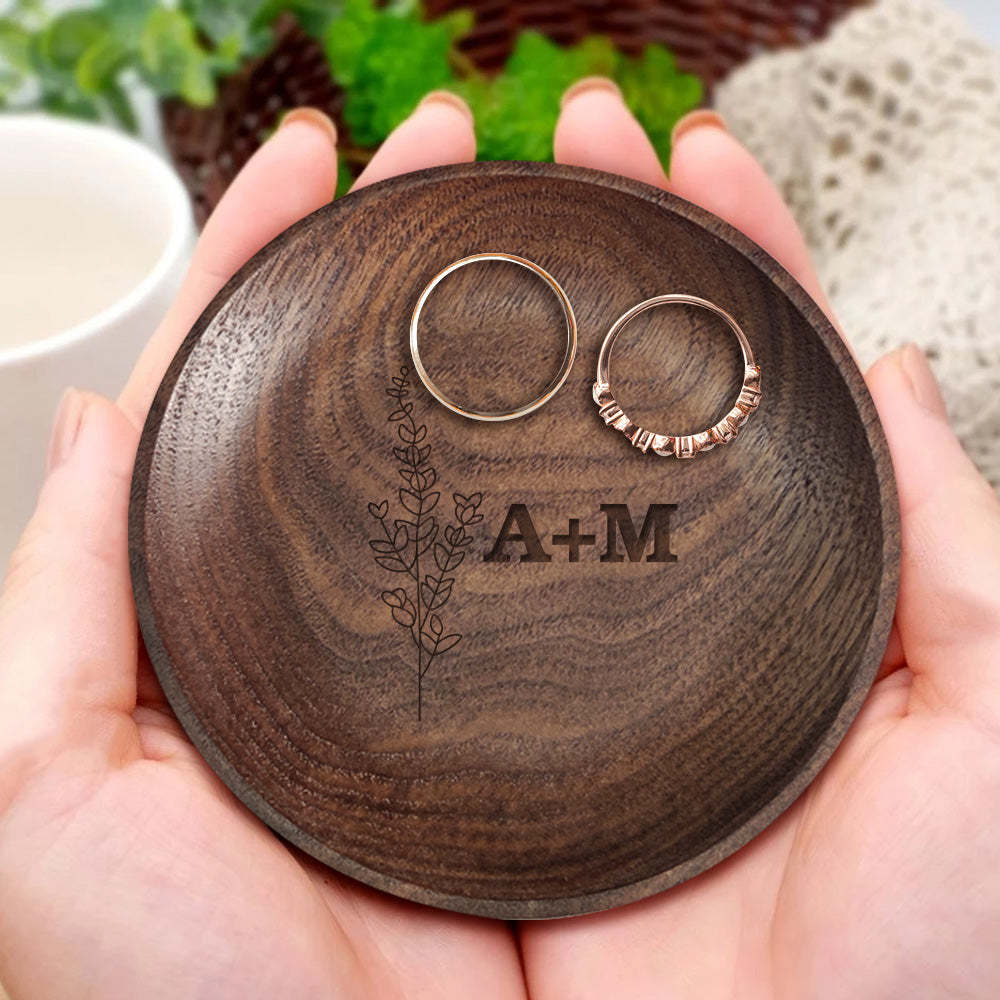 Personalized Floral Ring Dish Engagement Wedding Jewelry Tray Gift for Her - soufeelus