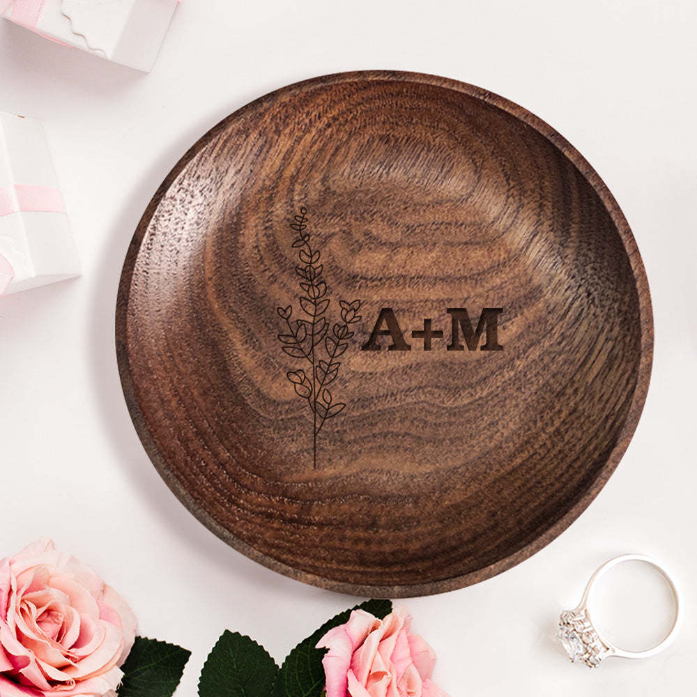 Personalized Floral Ring Dish Engagement Wedding Jewelry Tray Gift for Her - soufeelus