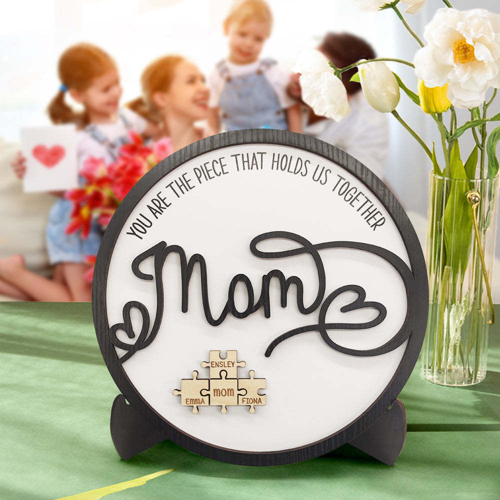 Personalized Mom Round Puzzle Plaque You Are the Piece That Holds Us Together Mother's Day Gift - soufeelus