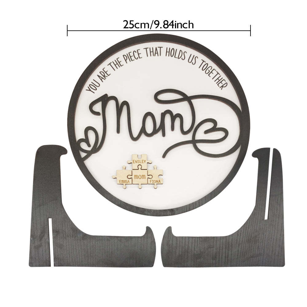 Personalized Mom Round Puzzle Plaque You Are the Piece That Holds Us Together Mother's Day Gift - soufeelus