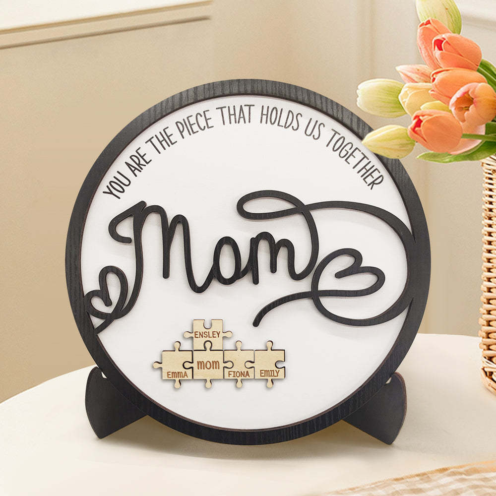 Personalized Mom Round Puzzle Plaque You Are the Piece That Holds Us Together Mother's Day Gift - soufeelus