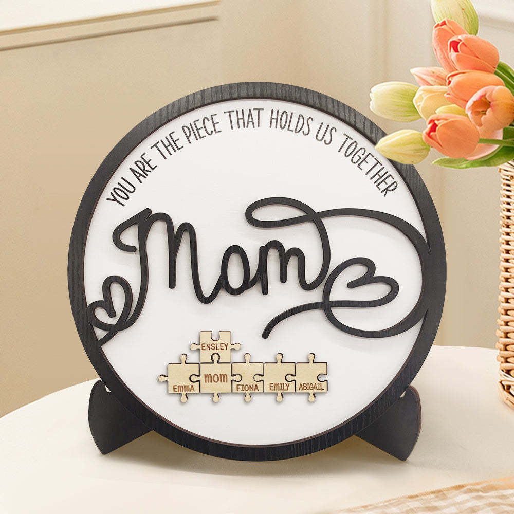 Personalized Mom Round Puzzle Plaque You Are the Piece That Holds Us Together Mother's Day Gift - soufeelus