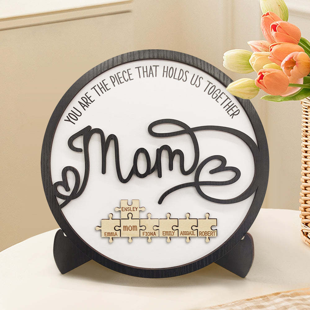 Personalized Mom Round Puzzle Plaque You Are the Piece That Holds Us Together Mother's Day Gift - soufeelus