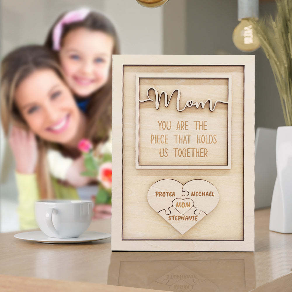 Personalized Puzzle Plaque Mom You Are the Piece That Holds Us Together Mother's Day Gift - soufeelus