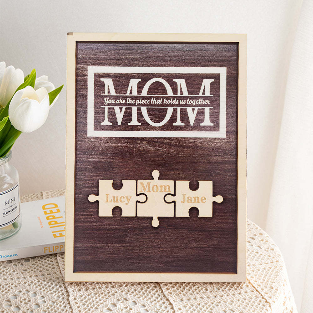 Personalized Mom Puzzle Plaque You Are the Piece That Holds Us Together Gifts for Mom - soufeelus