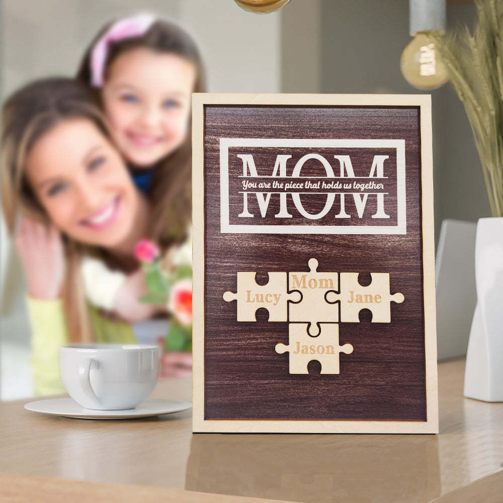 Personalized Mom Puzzle Plaque You Are the Piece That Holds Us Together Gifts for Mom - soufeelus