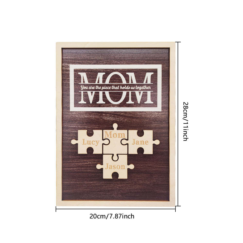 Personalized Mom Puzzle Plaque You Are the Piece That Holds Us Together Gifts for Mom - soufeelus