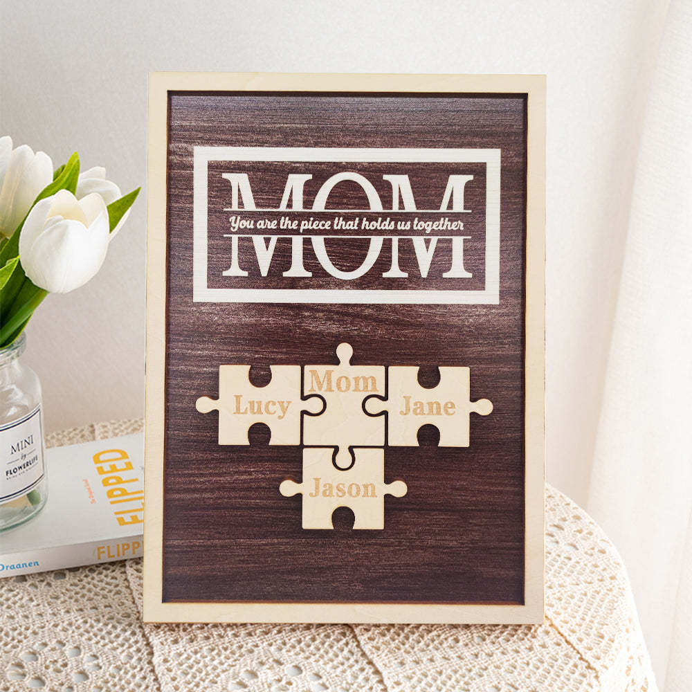 Personalized Mom Puzzle Plaque You Are the Piece That Holds Us Together Gifts for Mom - soufeelus