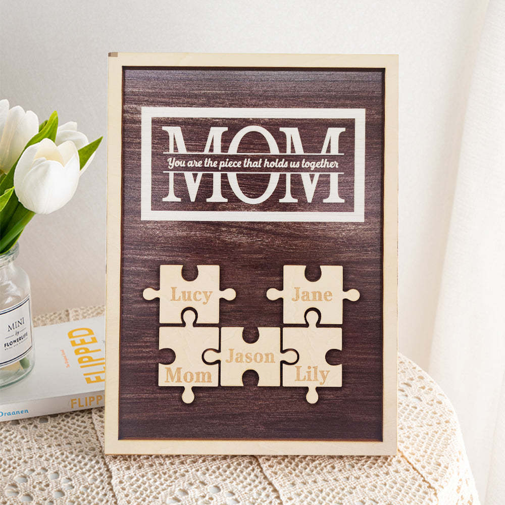 Personalized Mom Puzzle Plaque You Are the Piece That Holds Us Together Gifts for Mom - soufeelus