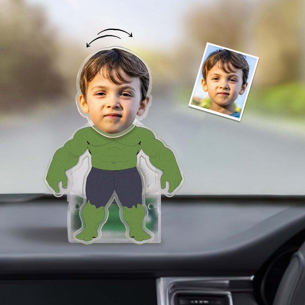 Custom Photo Shaking Head Ornament Personalized Hulk Car Dashboard Decoration Home Desktop Ornament - soufeelus