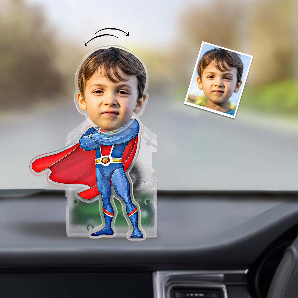 Custom Face Superhero Shaking Head Ornament Personalized Car Dashboard Decoration Home Desktop Ornament - soufeelus
